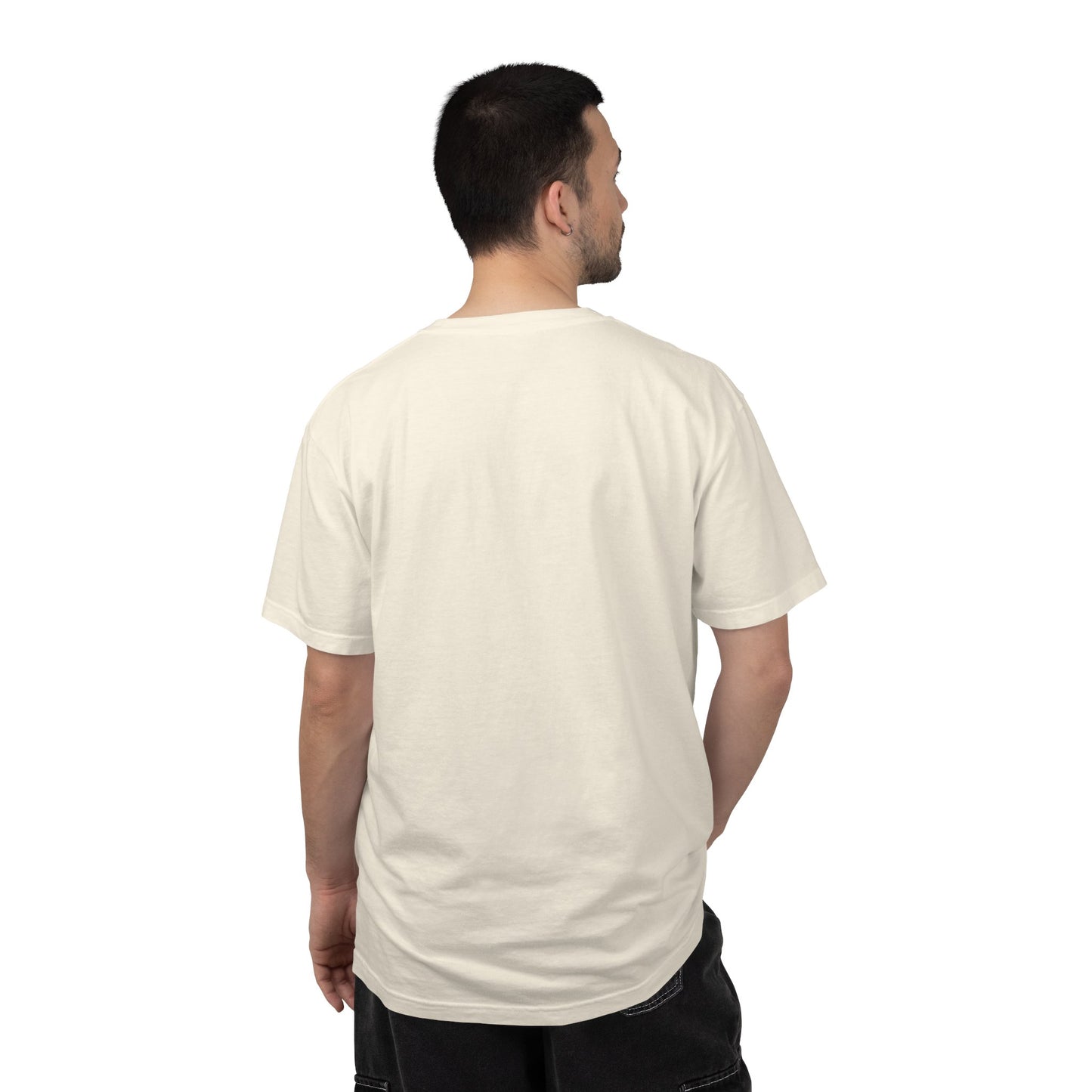 Back view of FIFA World Cup 2026 soccer fan t-shirt worn by male model