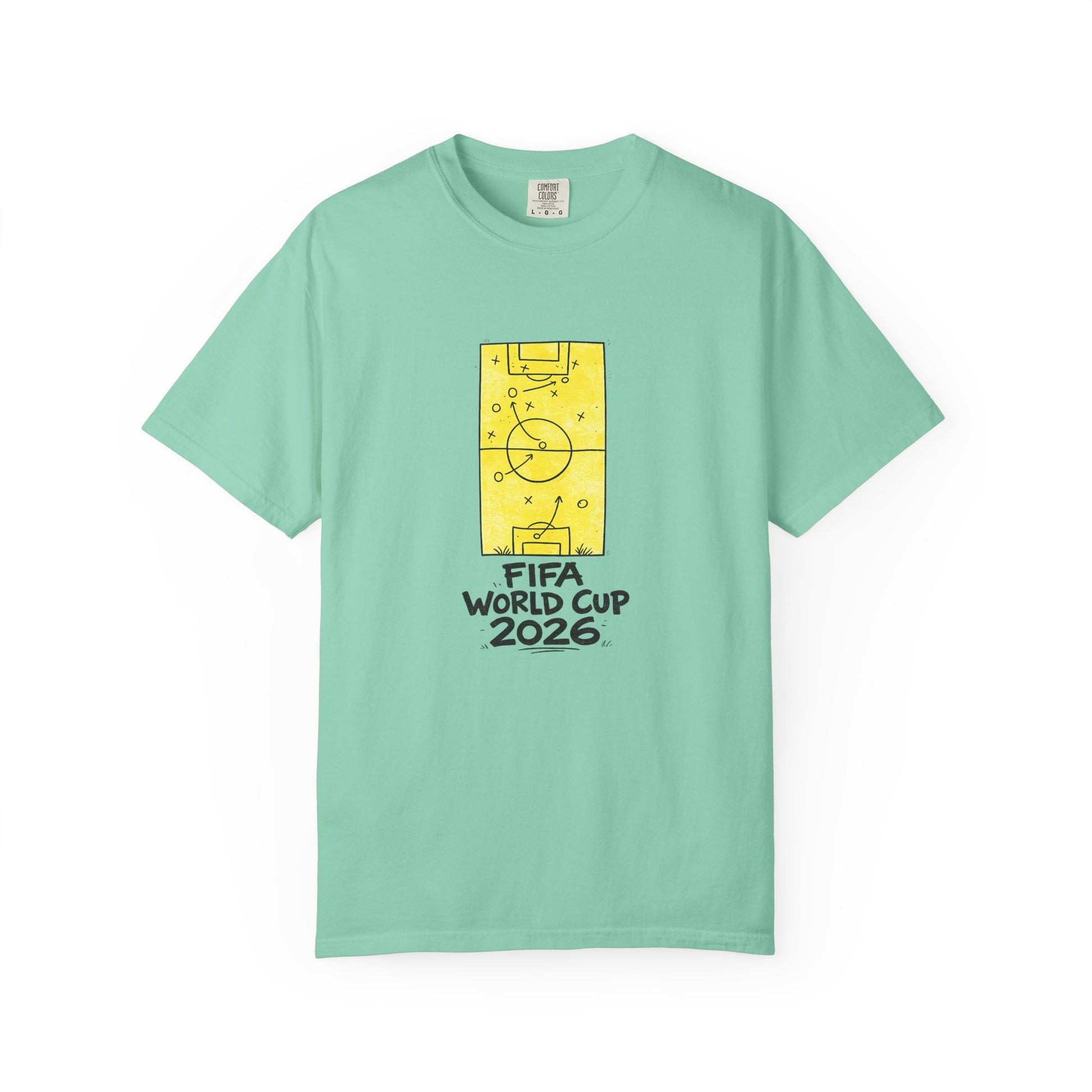 FIFA World Cup 2026 football fan shirt in mint green worn by male model