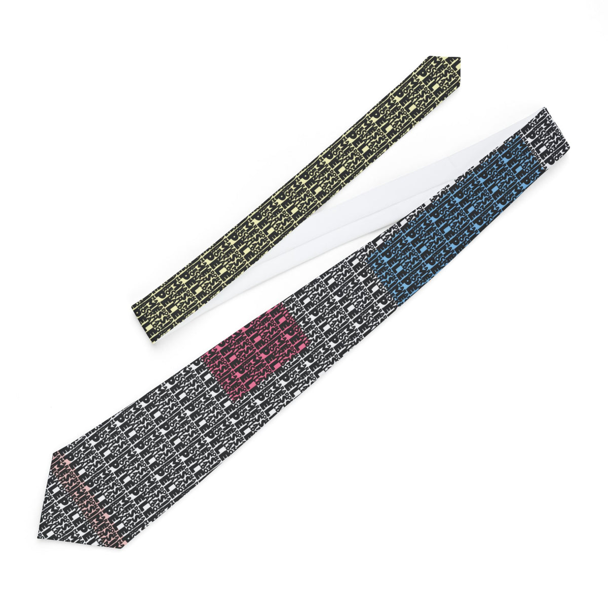 Soccer legends typography necktie design featuring Messi Pele Maradona Beckham Ronaldo names graphic football themed tie