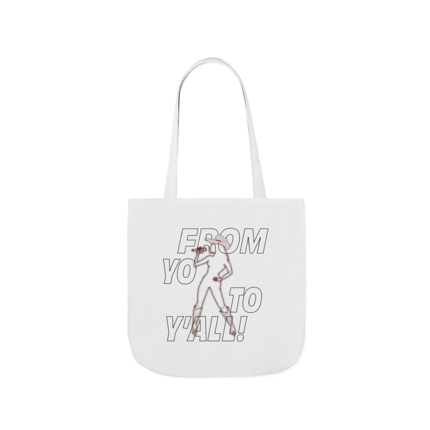 White From Yo to Y’All country music tote bag with original graphic design