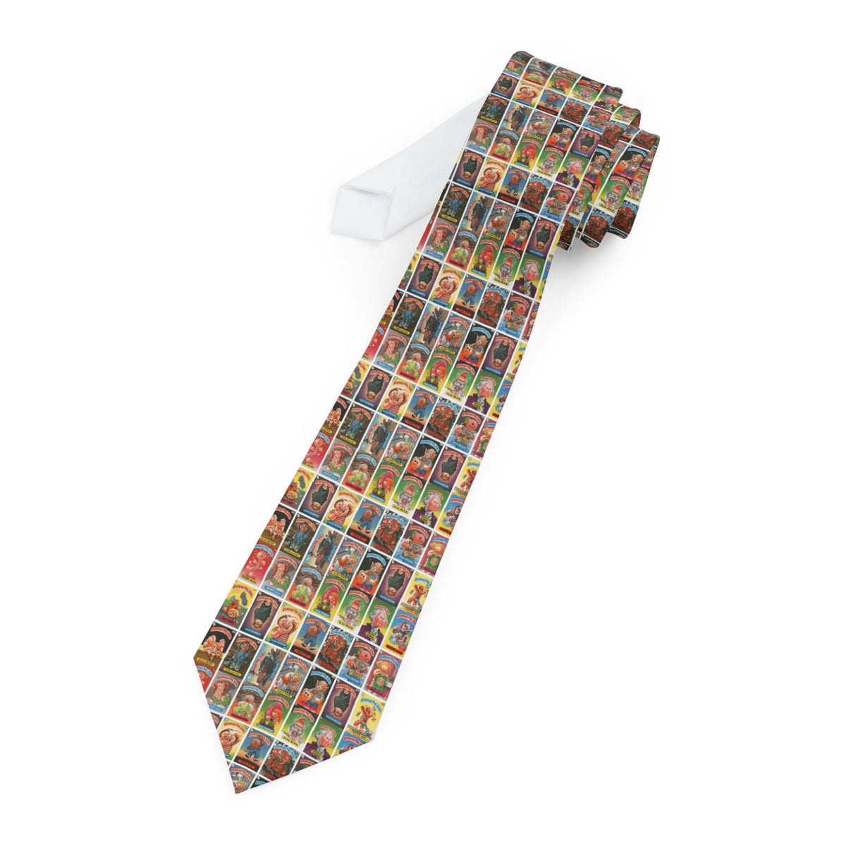Garbage Pail Kids cards novelty tie with colorful trading card pattern