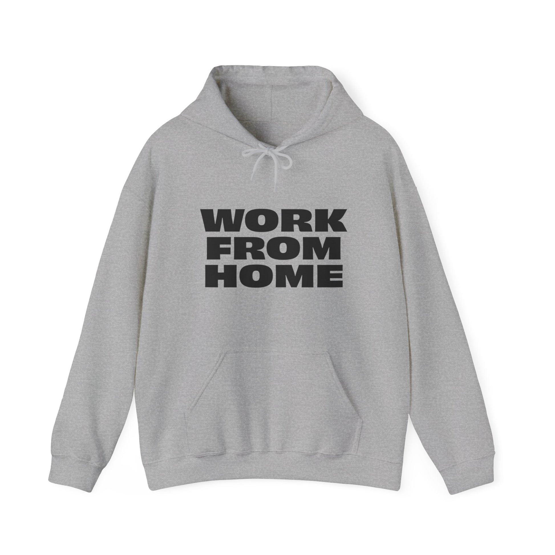 grey work from home hoodie unisex graphic hooded sweatshirt front view