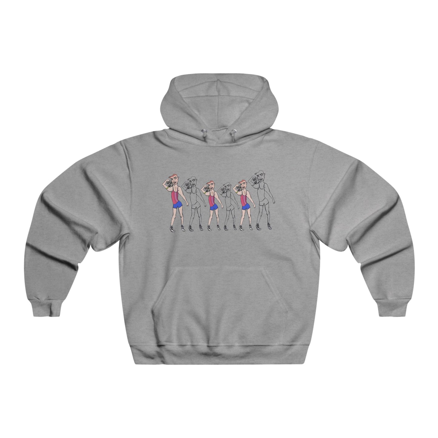 Gym Rat men's fitness hoodie heather gray workout sweatshirt front view