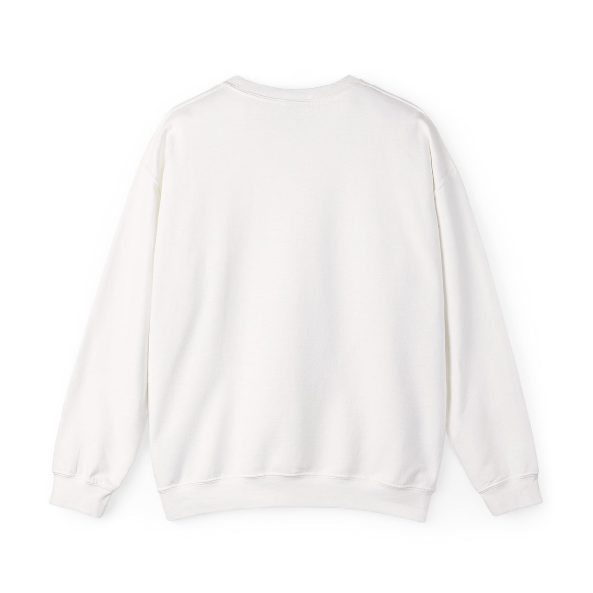 Back view of white Hair Dude crewneck sweatshirt.