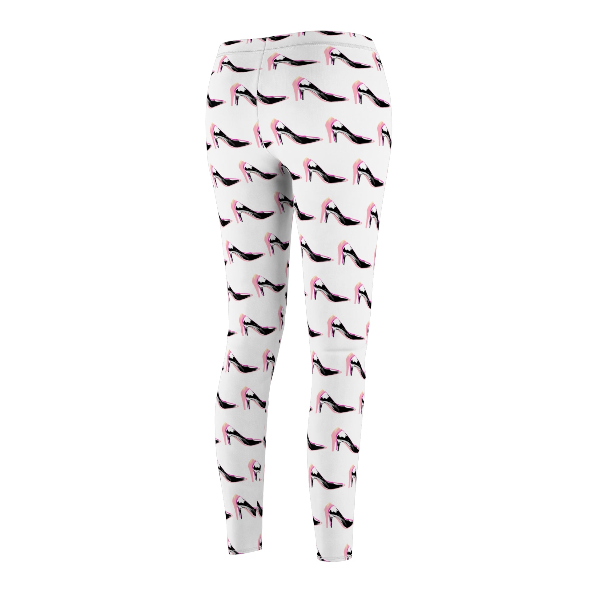 Back view of women's high heel print leggings with repeating high heel design
9. Rear Product View