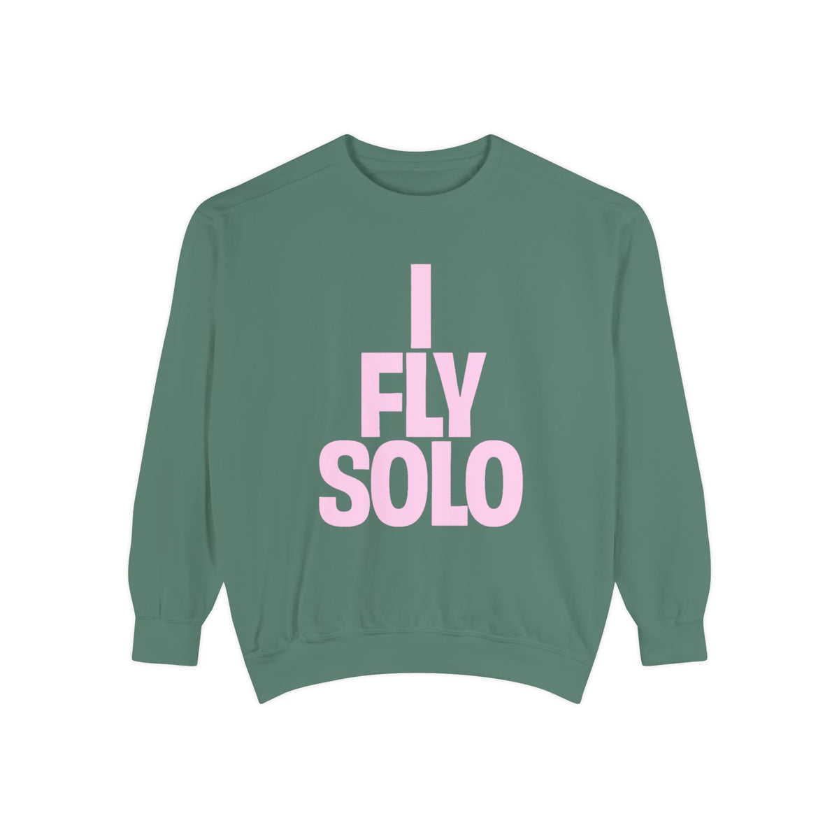I Fly Solo Unisex Sweatshirt in light green flat lay