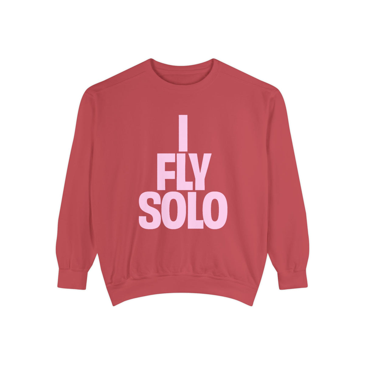 I Fly Solo Unisex Sweatshirt in watermelon worn by male model