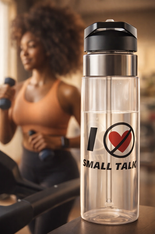 I Hate Small Talk 20oz sport bottle funny introvert water bottle with sarcastic humor design