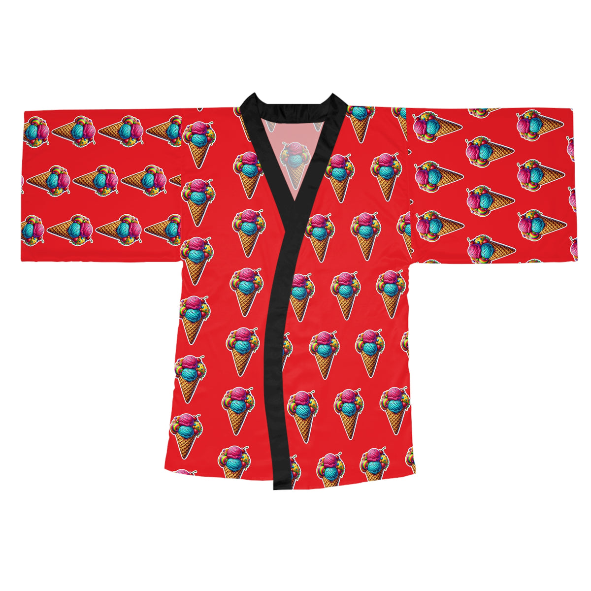 Scoop Dreams women’s ice cream print kimono robe front view