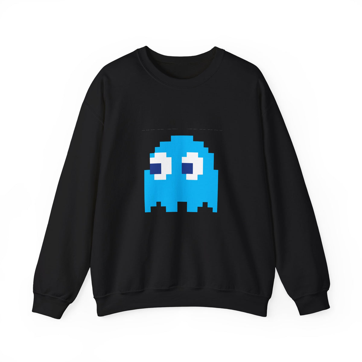 Black arcade ghost pixel sweatshirt front view