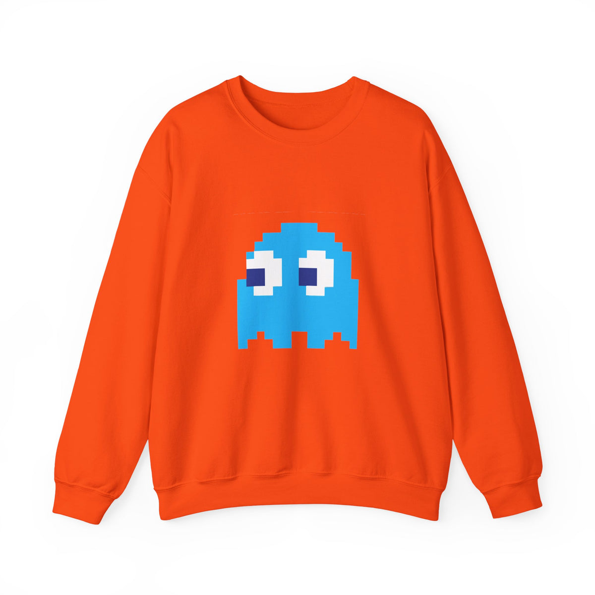Orange Inky Ghost Pac-Man arcade sweatshirt front view