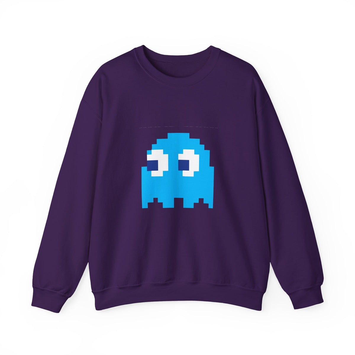 Purple Inky Ghost Pac-Man arcade gaming sweatshirt front view