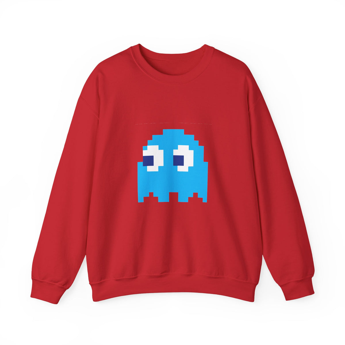 Red Inky Ghost Pac-Man pixel arcade sweatshirt front view