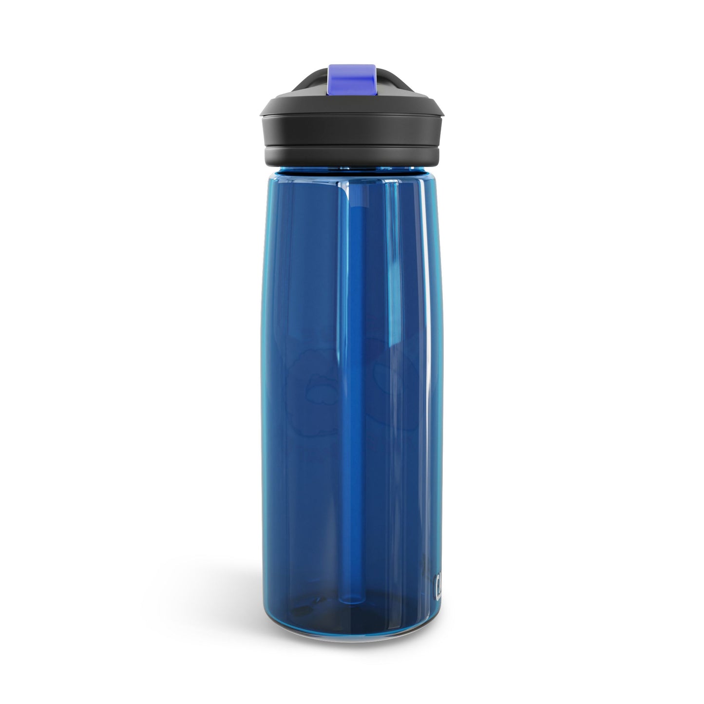It Must Be The Water Bottle 25oz blue reusable water bottle with New York bagel humor donut design
