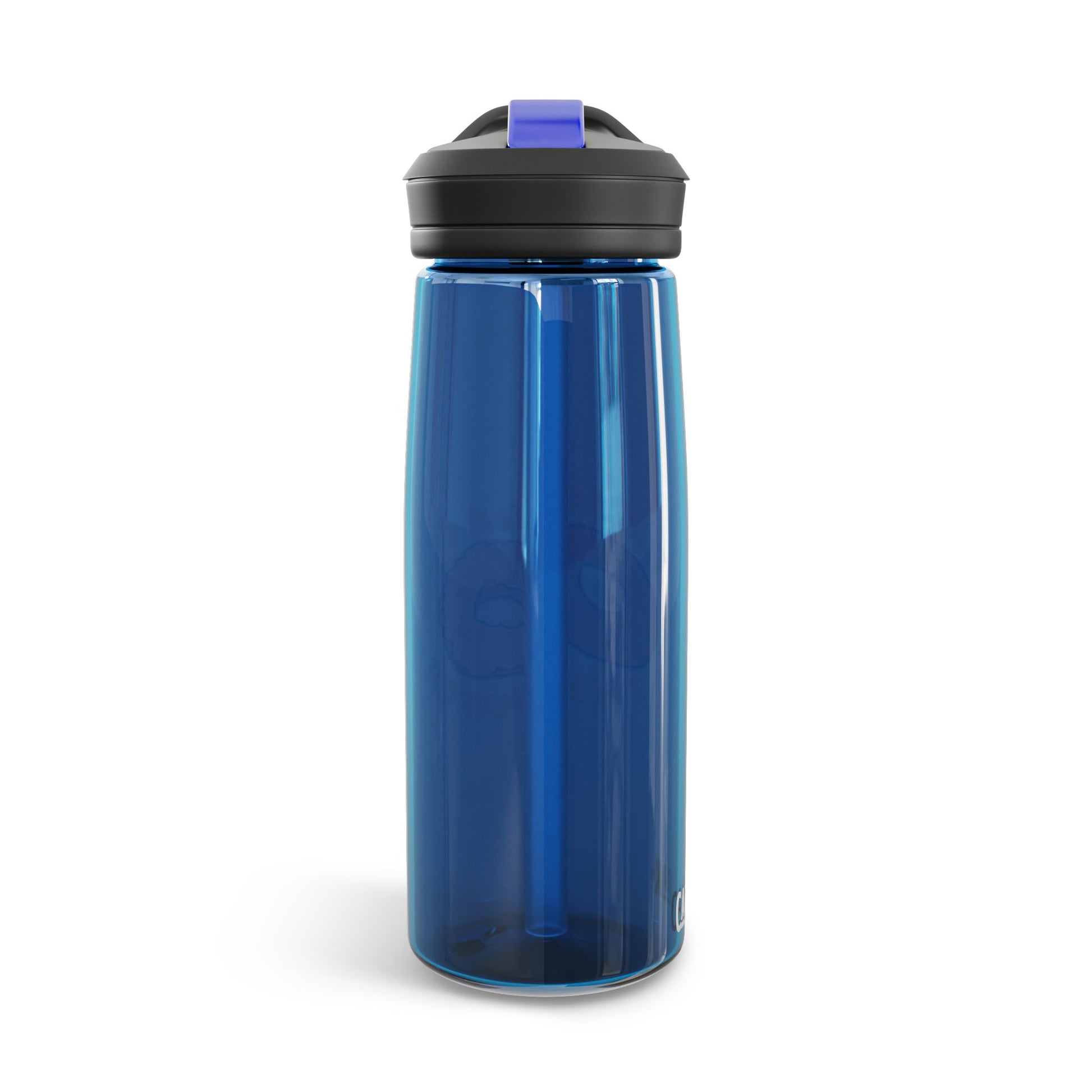 It Must Be The Water Bottle 25oz blue reusable water bottle with New York bagel humor donut design
