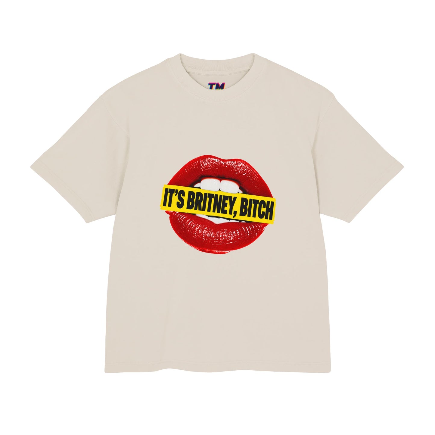 Front view of the sage green It’s Britney, Bitch heavyweight graphic T-shirt.