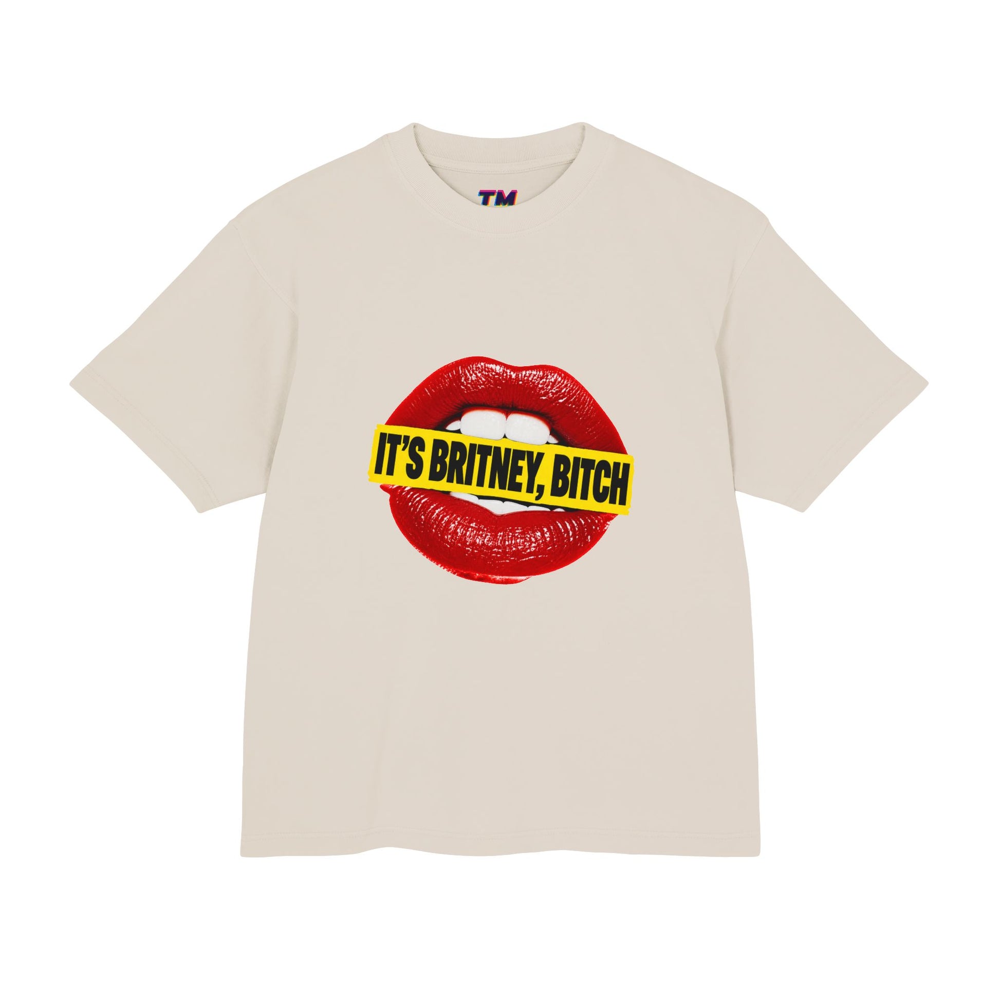 Front view of the sage green It’s Britney, Bitch heavyweight graphic T-shirt.