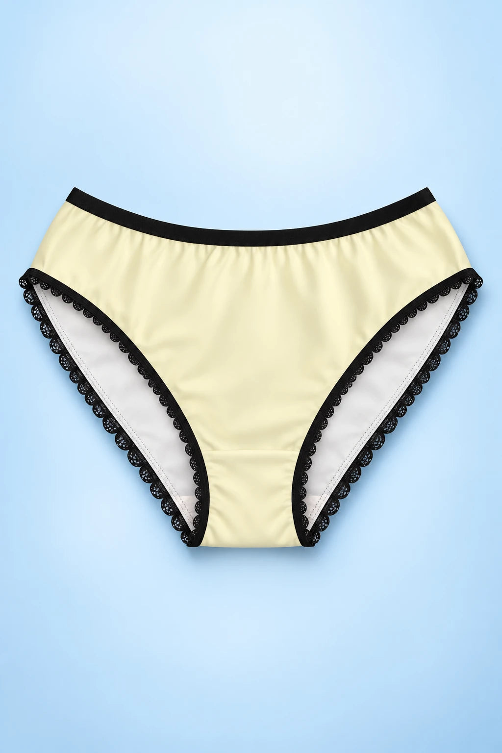 Jill Biden Keep Quiet women’s panty plain front view with black trim on pastel blue background