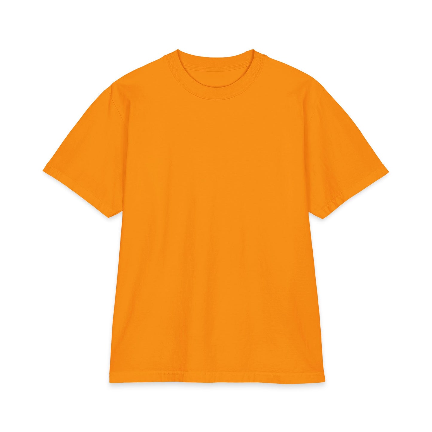Front view of orange heavyweight boxy fit cotton t-shirt
