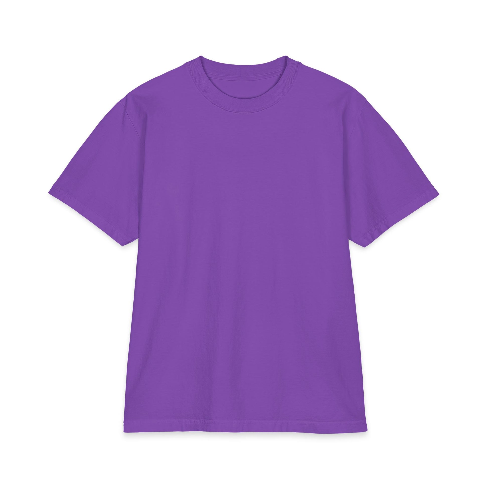 Front view of purple heavyweight boxy fit cotton t-shirt