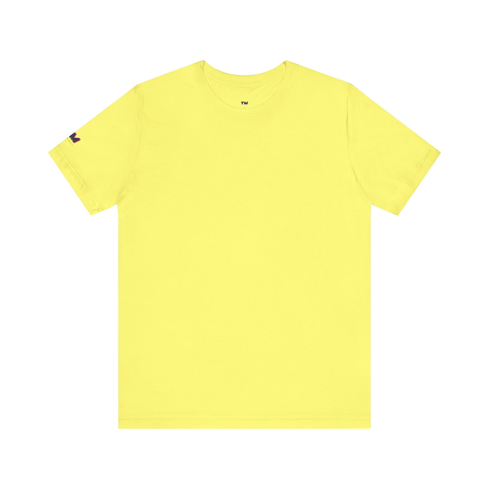 Front view of a lemon yellow cotton unisex T-shirt.