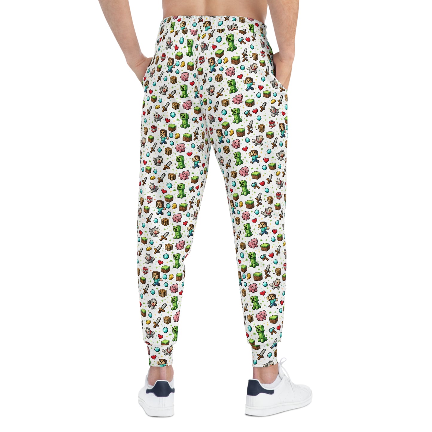 Back view of Level Up Gamer Joggers showing full all-over gaming pattern.