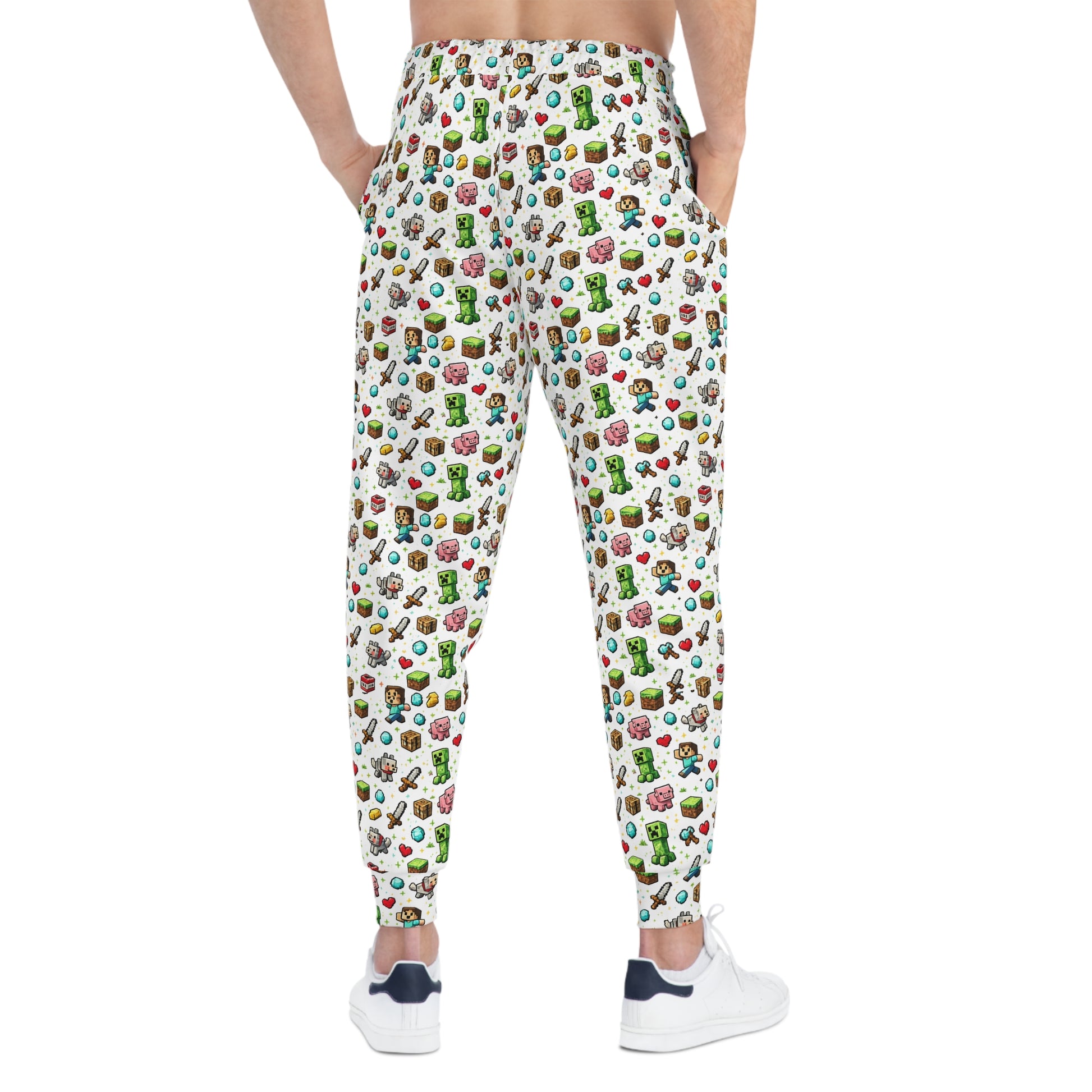 Back view of Level Up Gamer Joggers showing full all-over gaming pattern.