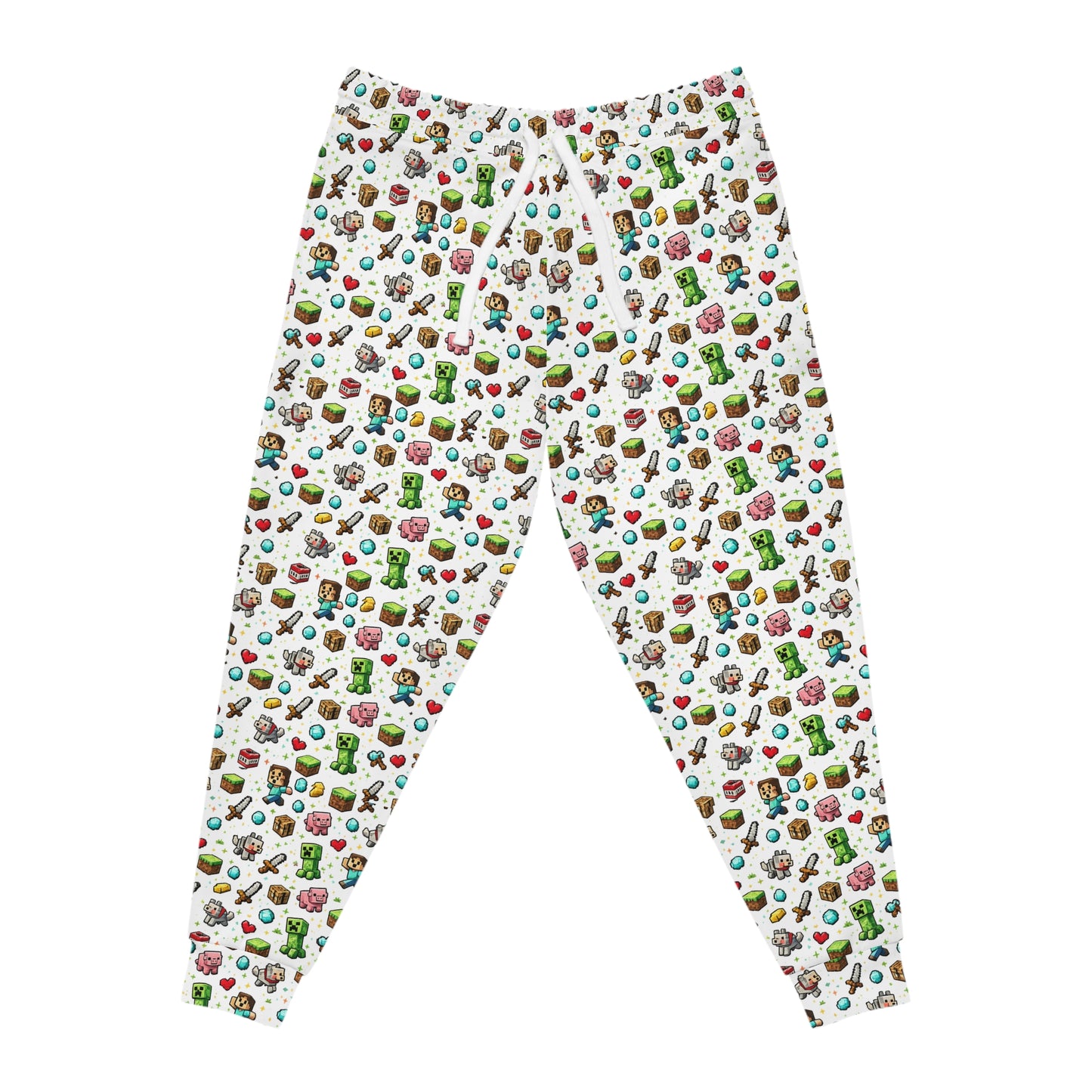 Front view of Level Up Gamer Joggers with all-over pixel gaming print.