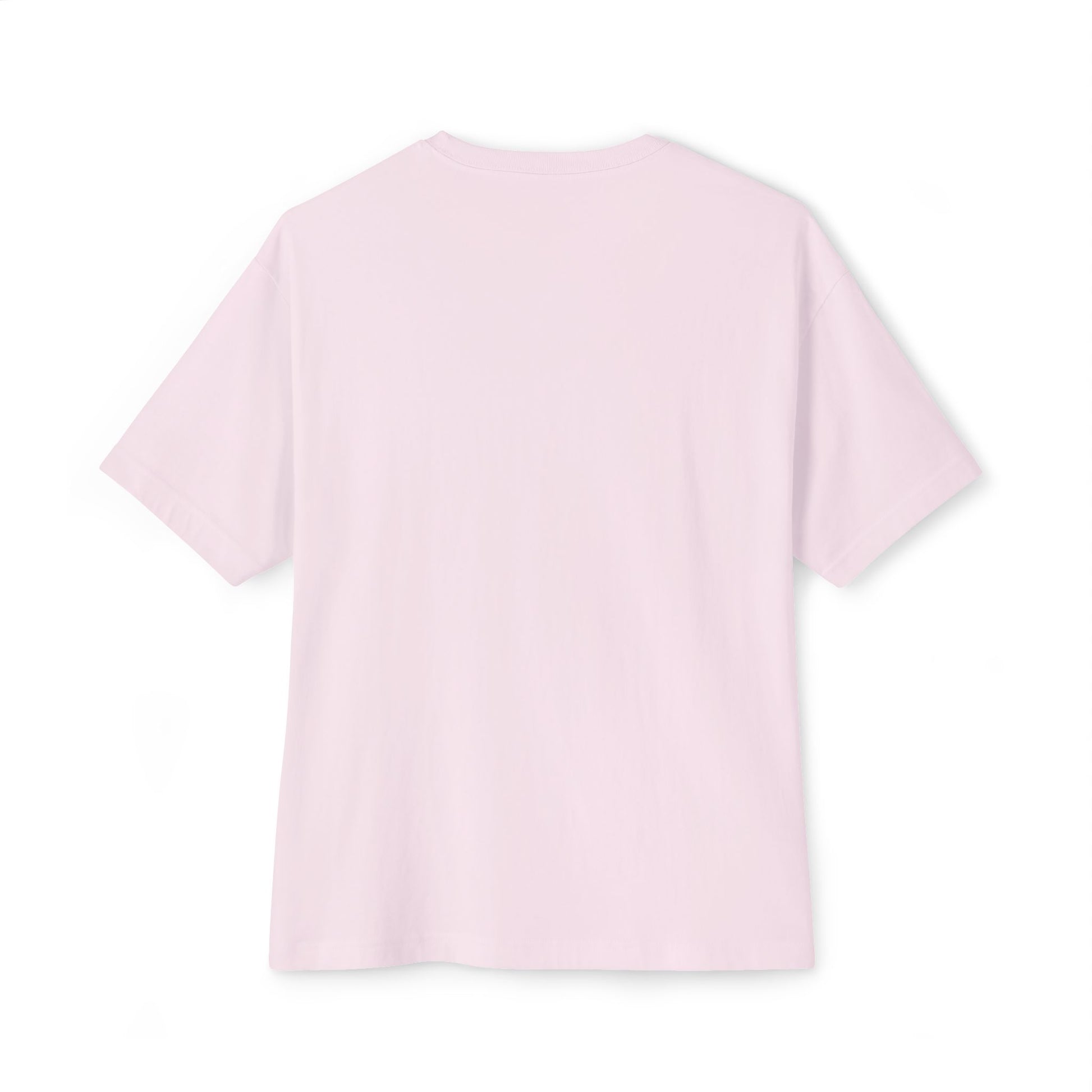 Back view of light pink boxy unisex 100% ring-spun cotton T-shirt