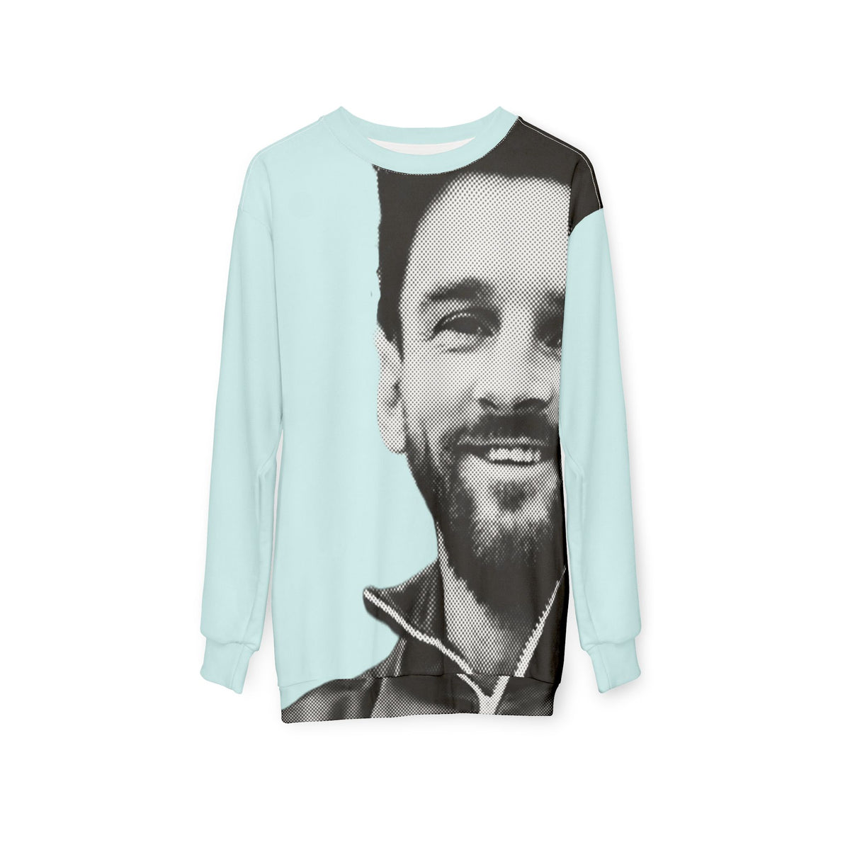 Lionel Messi portrait sweatshirt in light blue with oversized black and white graphic