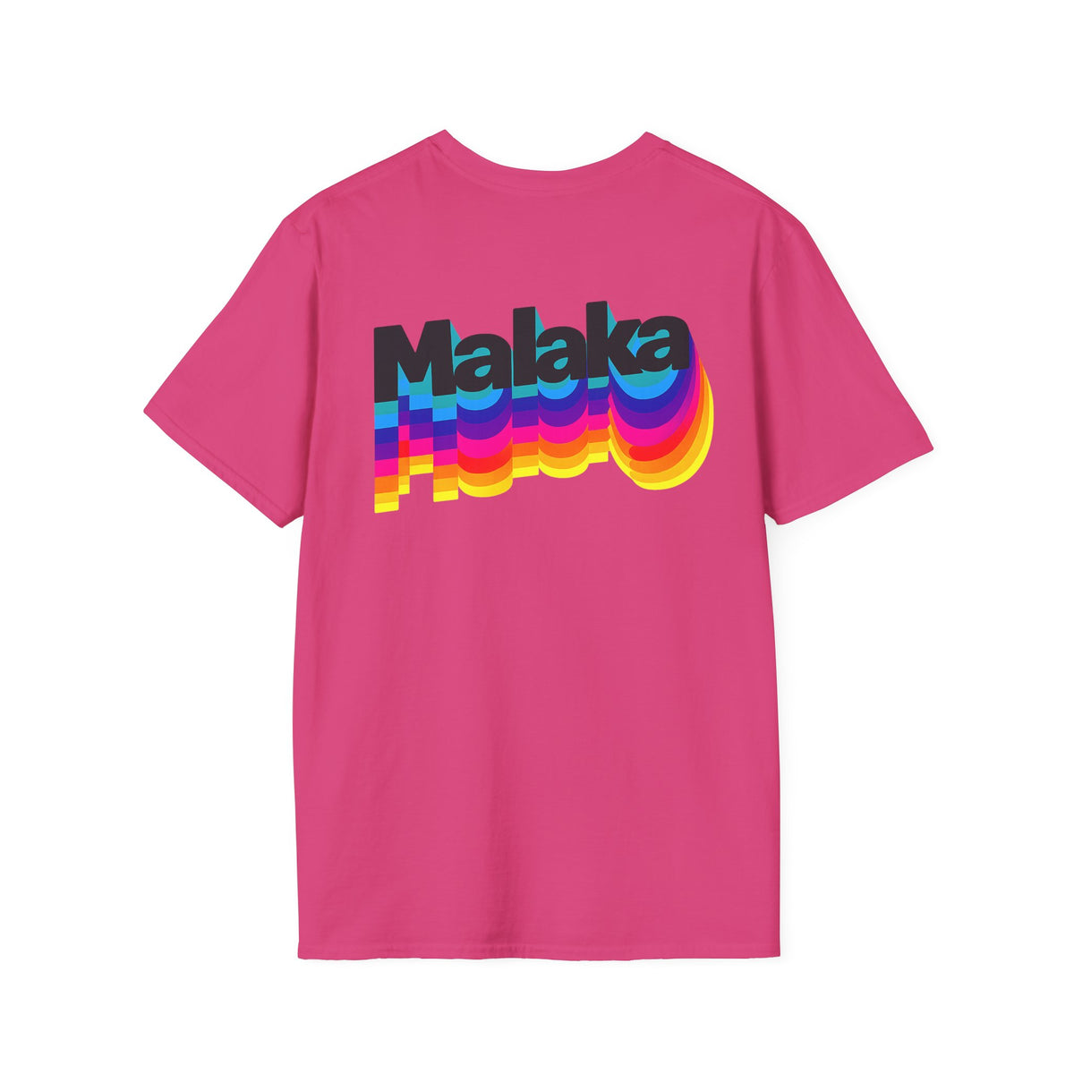 Pink Malaka Greek slang graphic T-shirt with large colorful retro back print