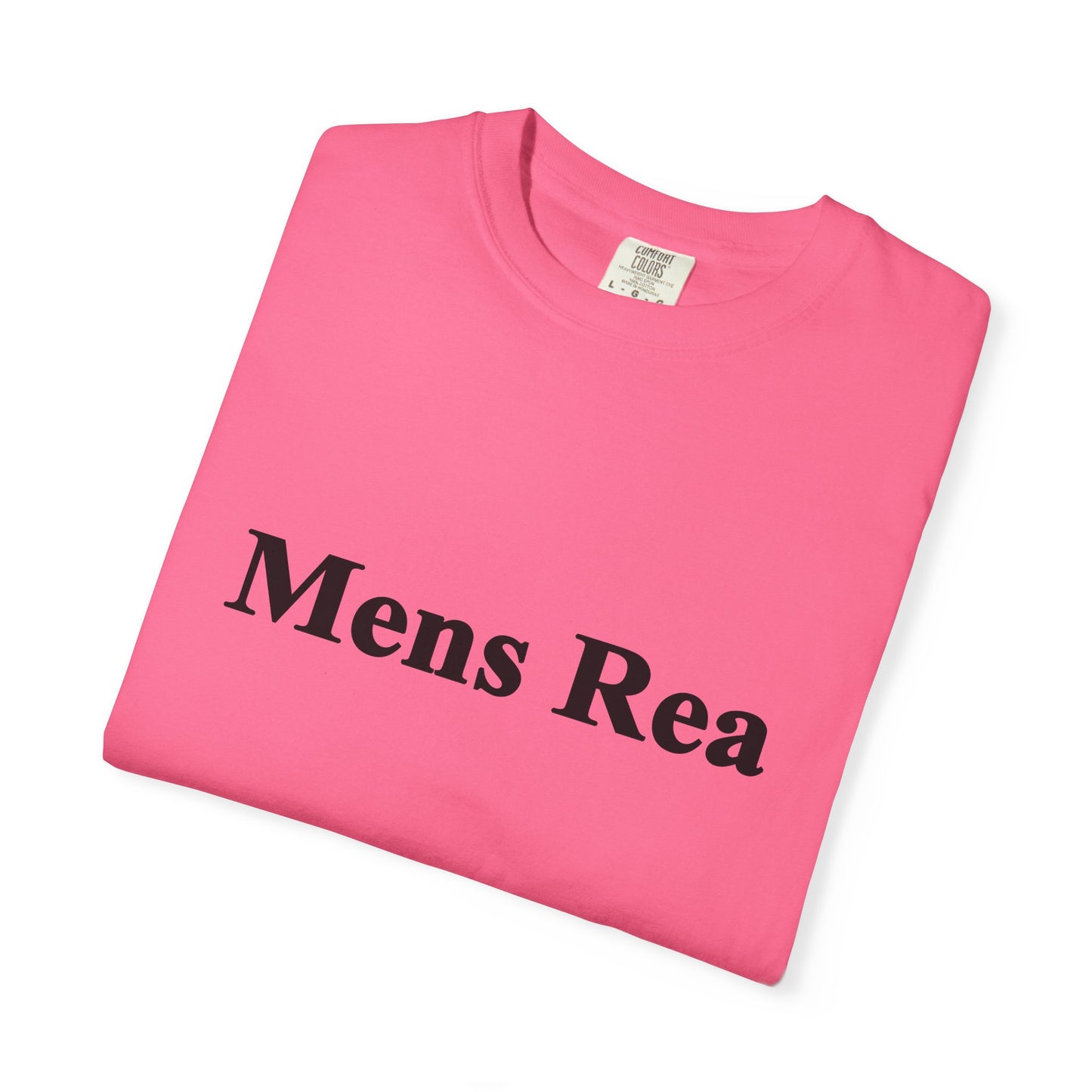 Folded pink Mens Rea graphic t-shirt detail minimalist legal streetwear design