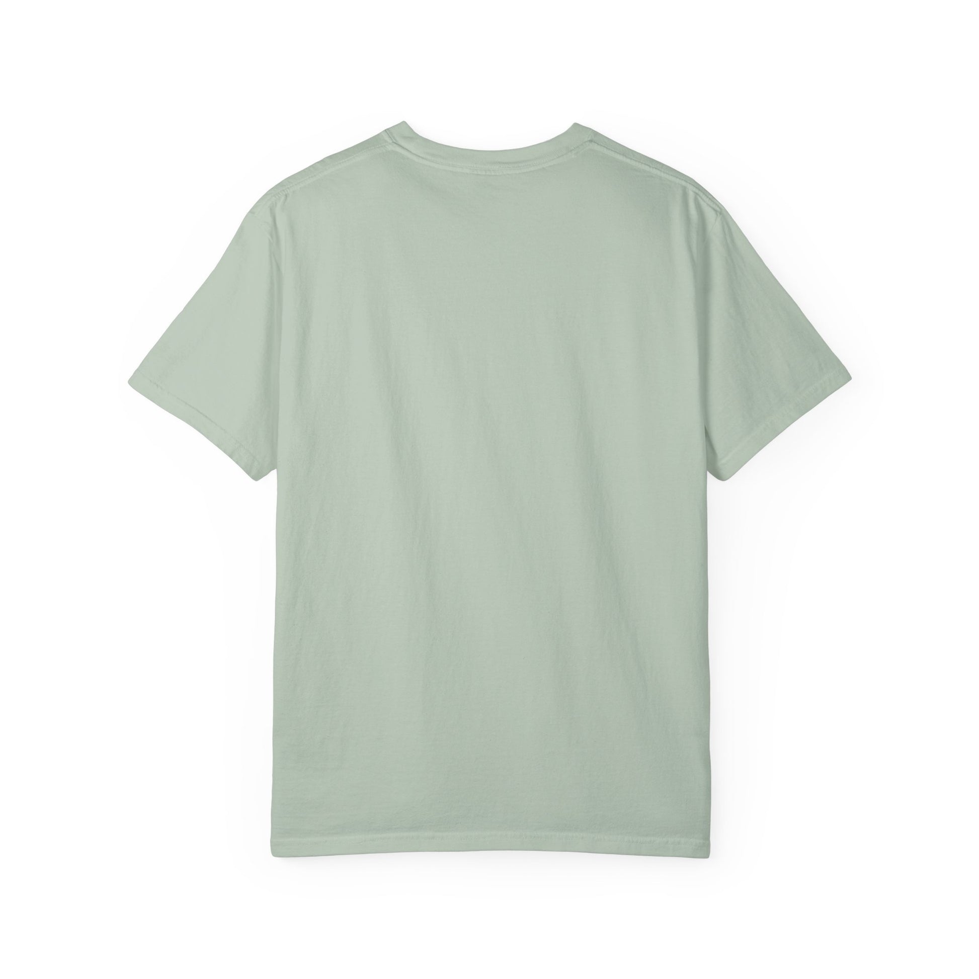 Sage green Mens Rea graphic t-shirt back view minimalist streetwear tee