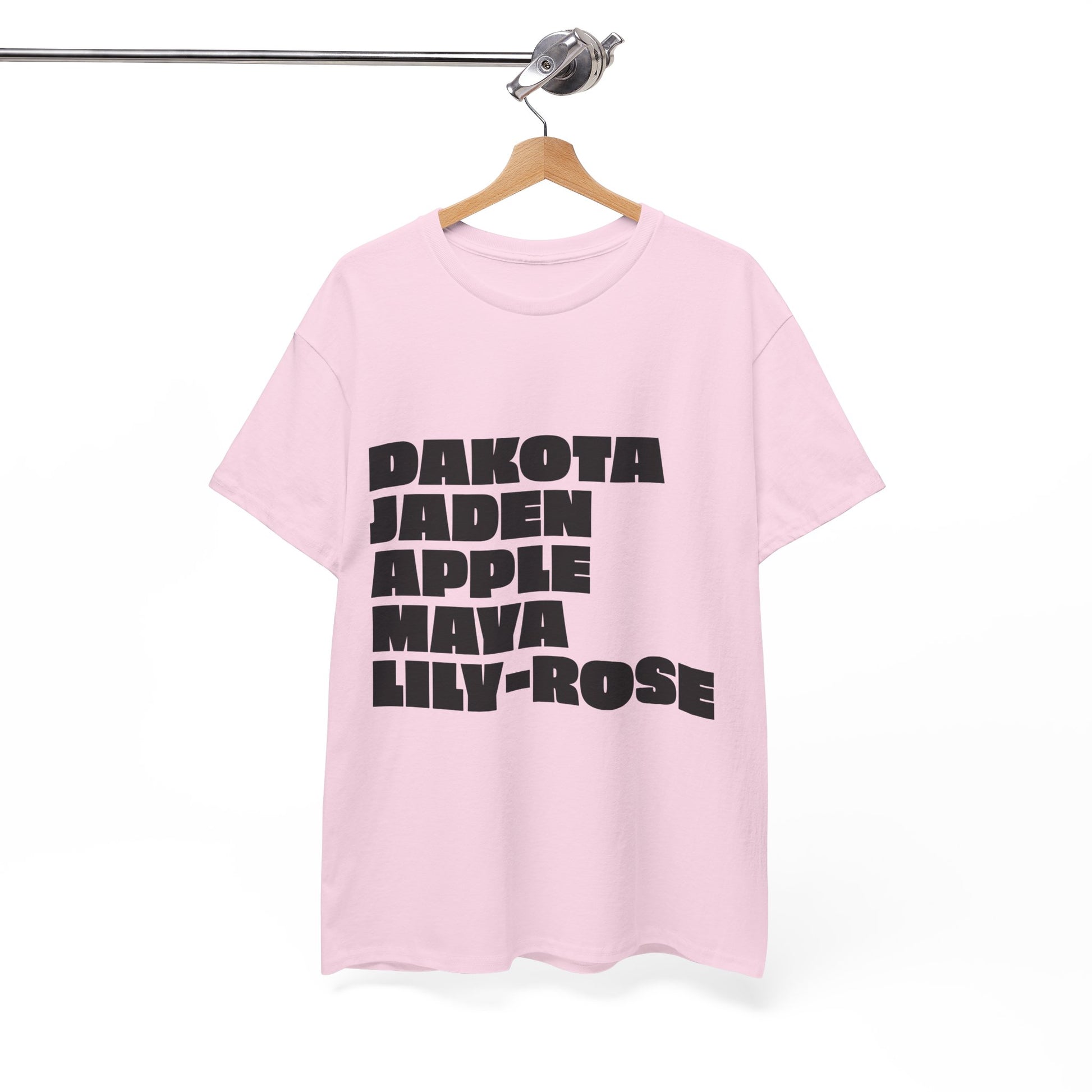 Pink Nepo Babies List unisex t-shirt with bold black text, minimal statement graphic tee
