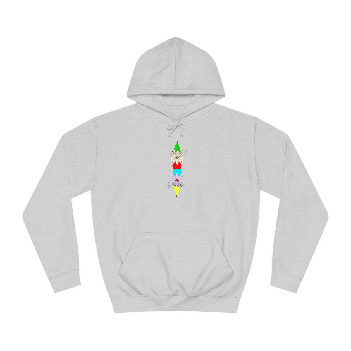 Heather gray Party Favor unisex graphic hoodie with original hand-drawn chest artwork