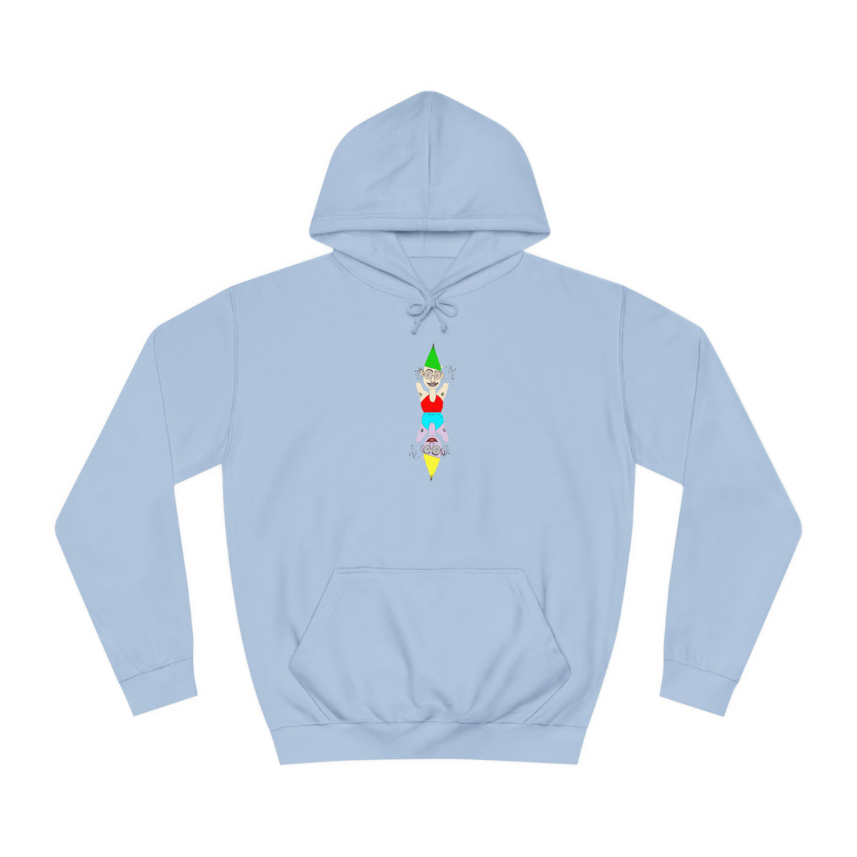 Light blue Party Favor unisex graphic hoodie with original hand-drawn chest artwork
