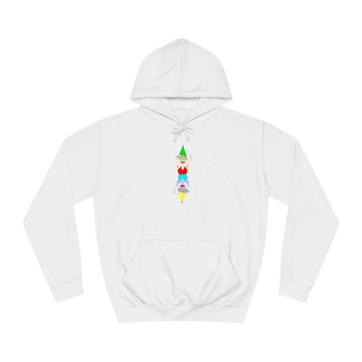 White Party Favor unisex graphic hoodie with original hand-drawn chest artwork