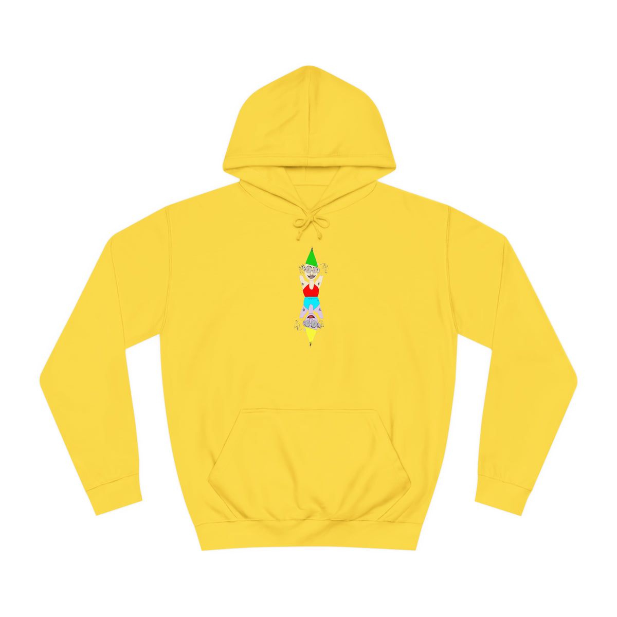 Yellow Party Favor unisex graphic hoodie with original illustrated chest design