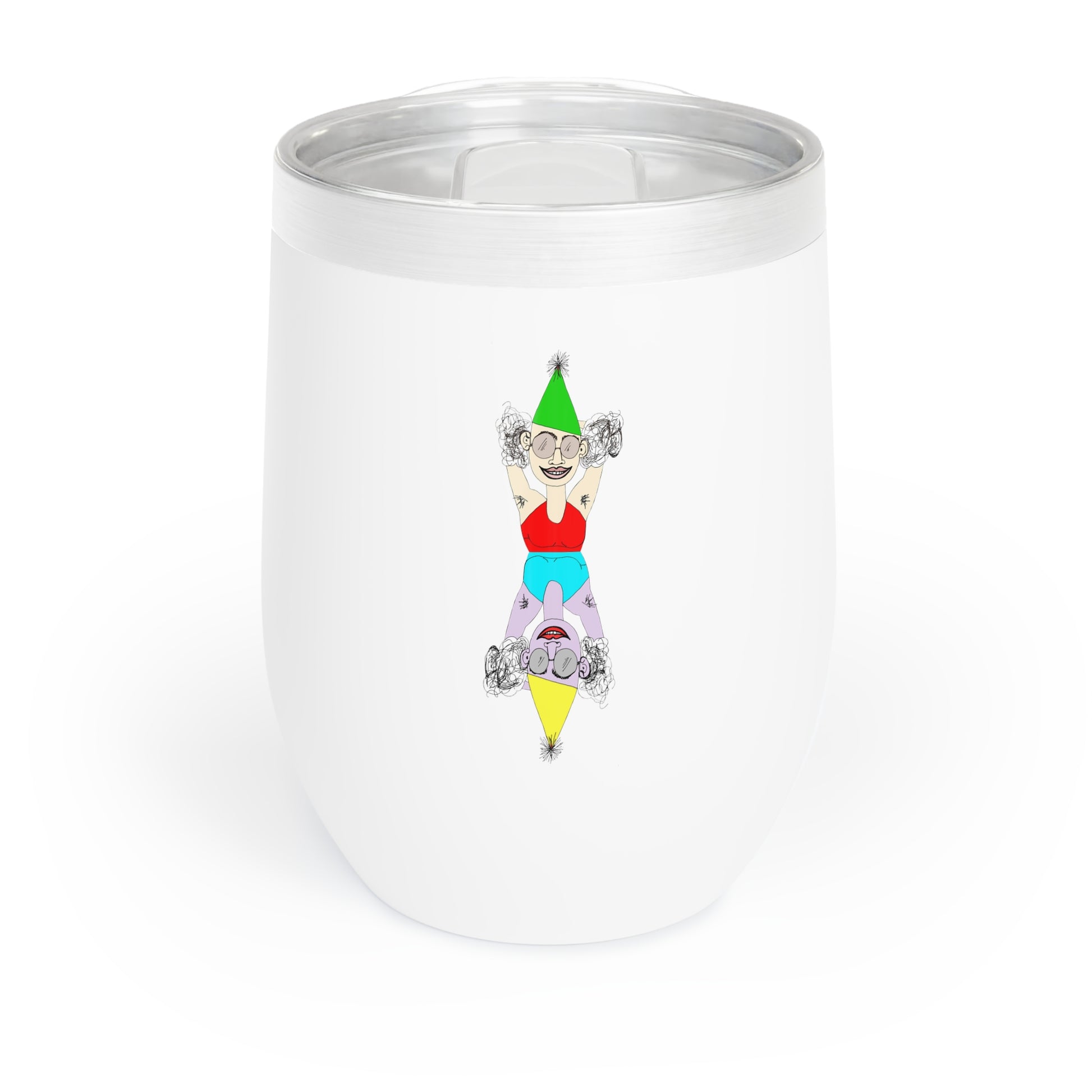 Party Favor 12 oz stainless steel wine tumbler featuring original artwork by @socialtantrum