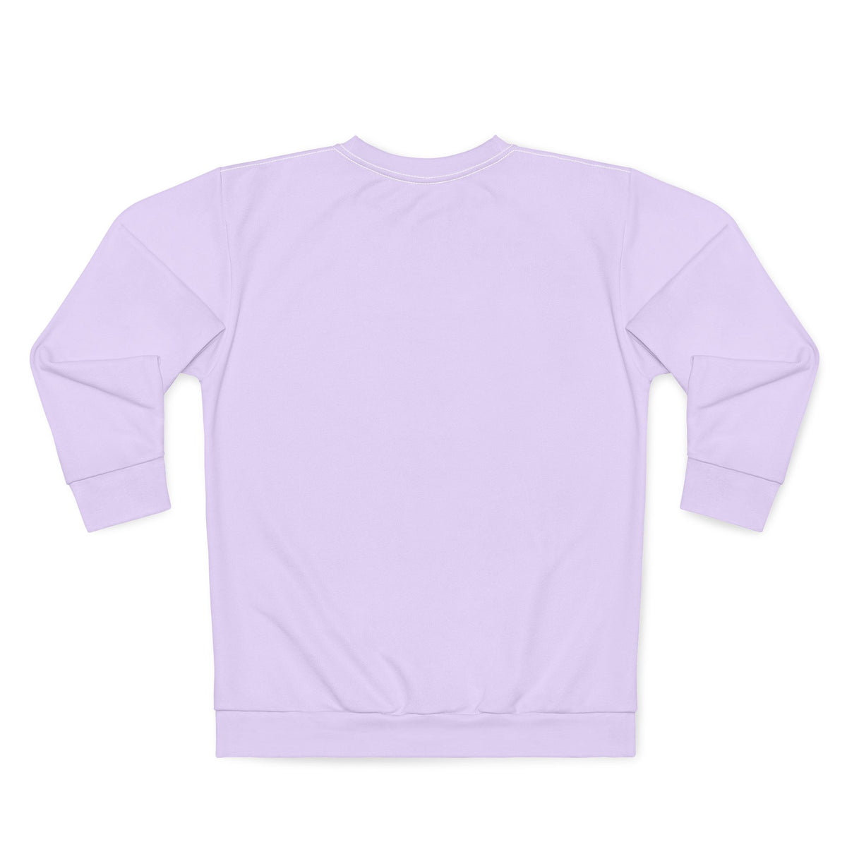 Back view of lavender Paul Rudd graphic crewneck sweatshirt