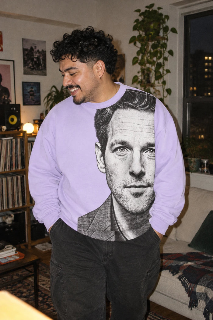 Paul Rudd Graphic Sweatshirt – Vintage Halftone Portrait Crewneck