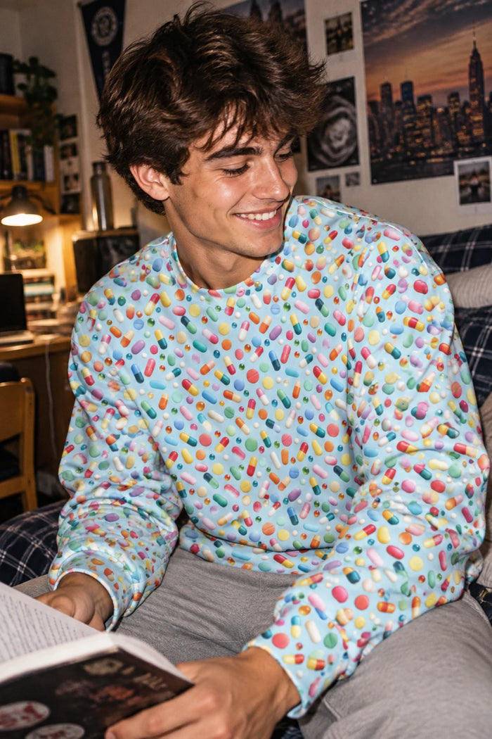 Pill Pattern Unisex Sweatshirt – Soft Crewneck Sweatshirt