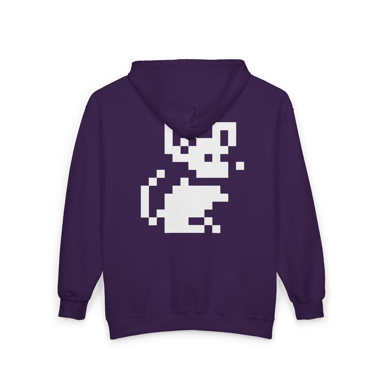 Purple Pixel Mouse Zip Hoodie front zip product view