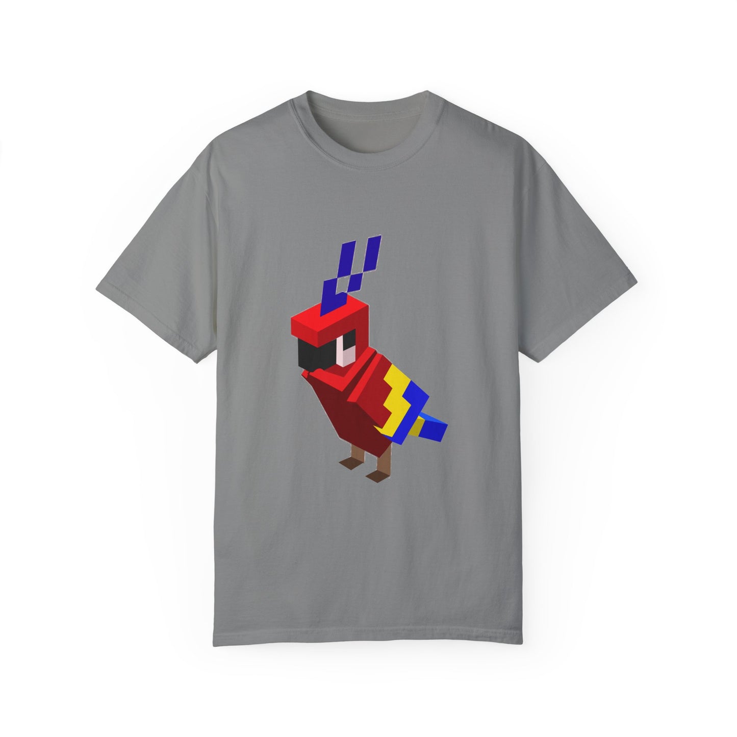 pixel art parrot t-shirt in gray, retro gaming graphic tee unisex