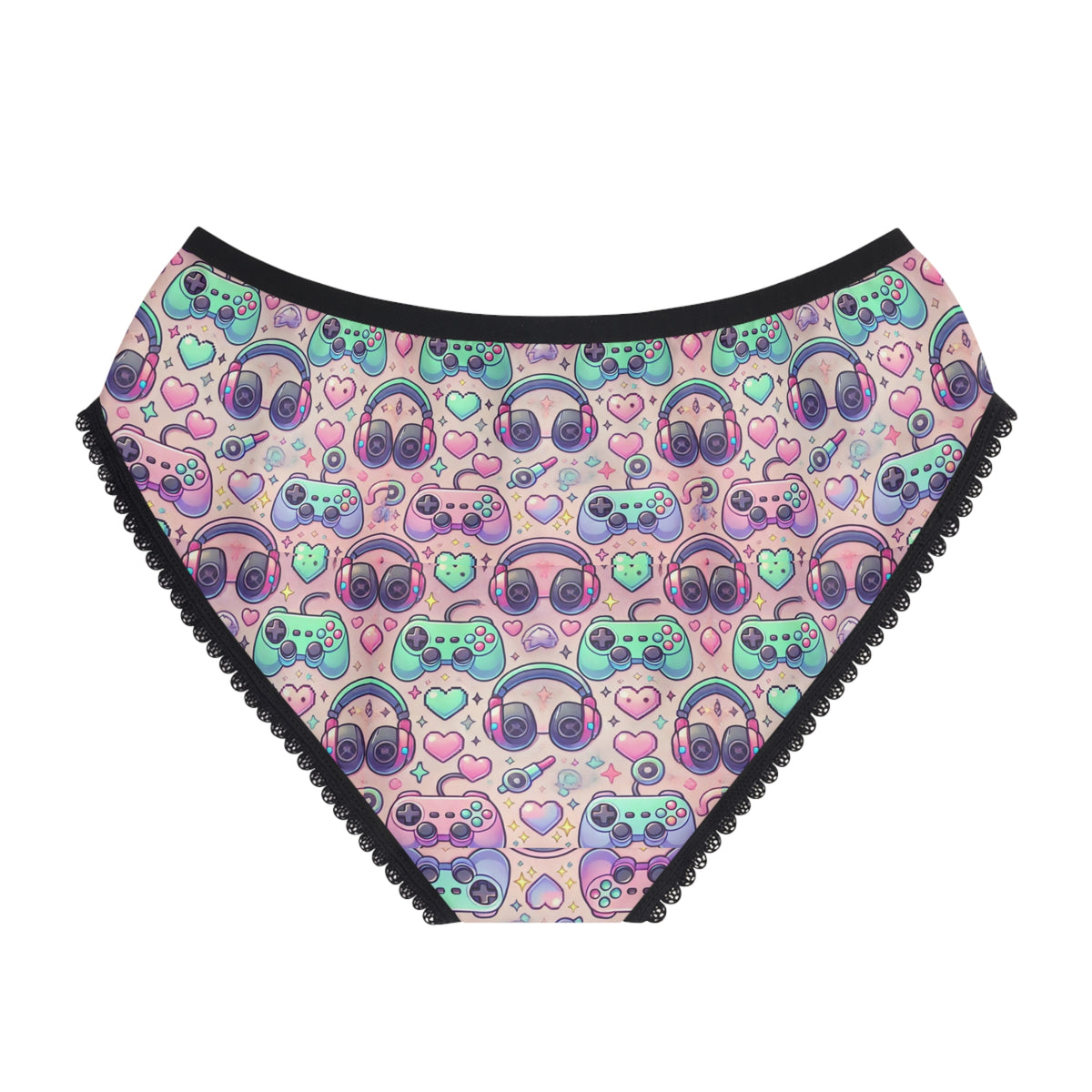 gamer girl panties retro gaming print, back view