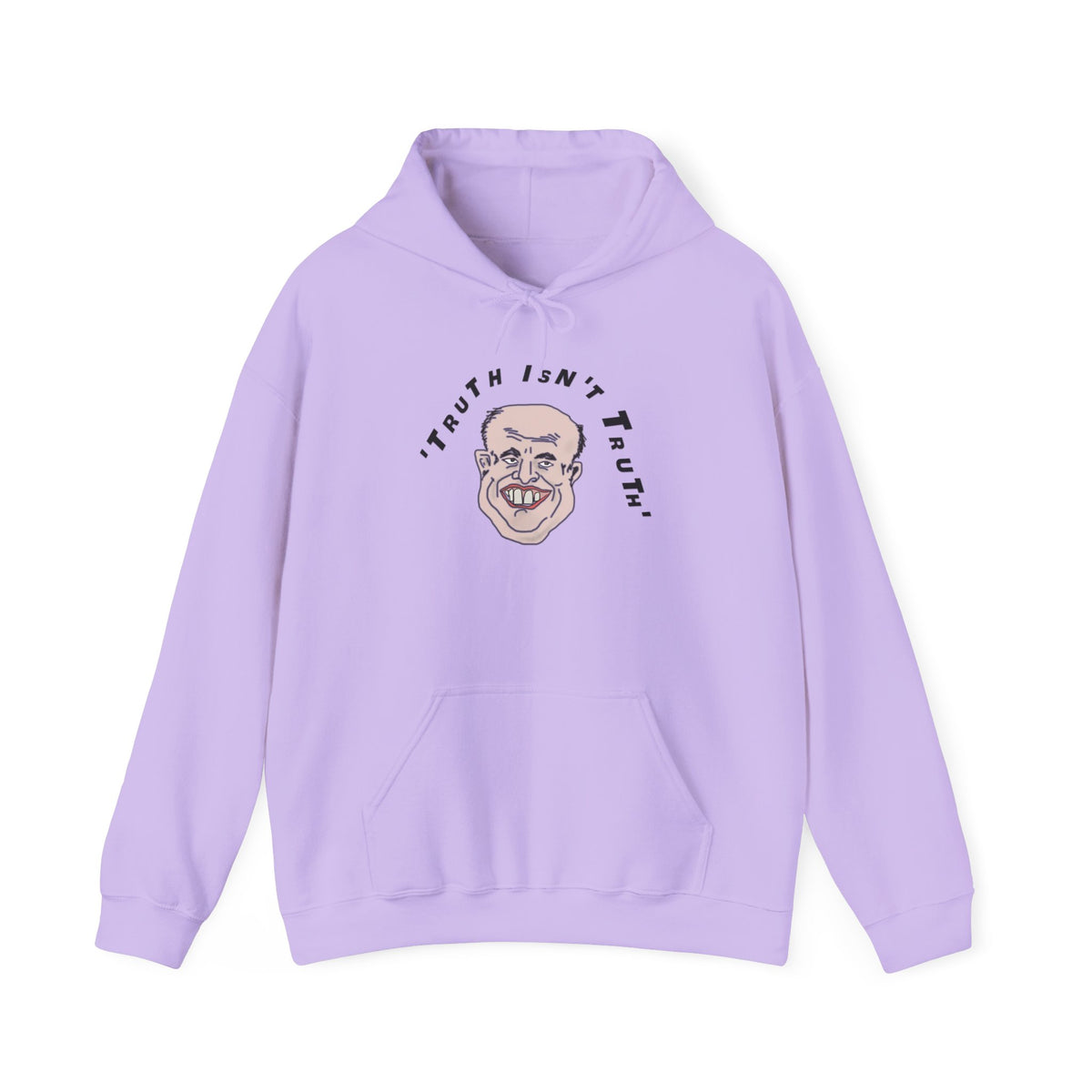 Lavender Rudy’s Truth political satire graphic hoodie front view