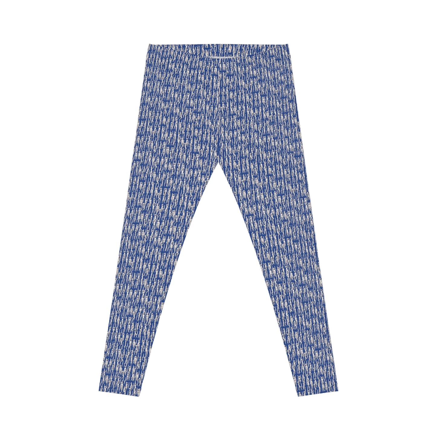 Frontal  view of blue artistic pattern leggings for women