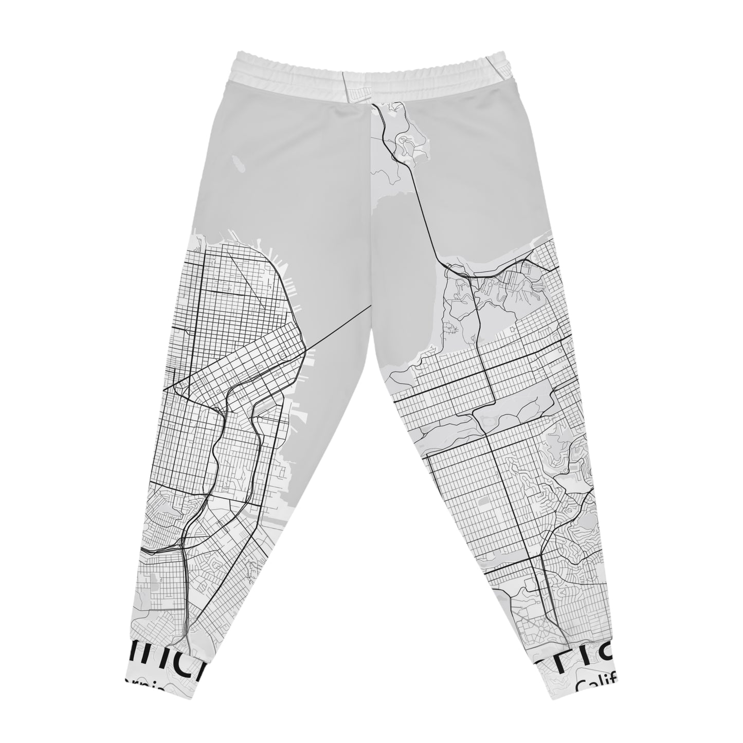 Back view of San Francisco map print joggers