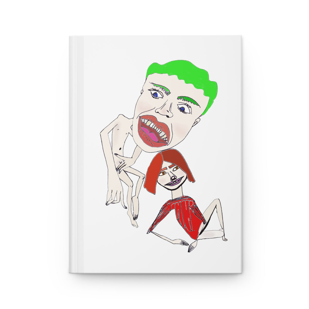 Scramble hardcover lined journal with original hand-drawn character artwork on a white cover
