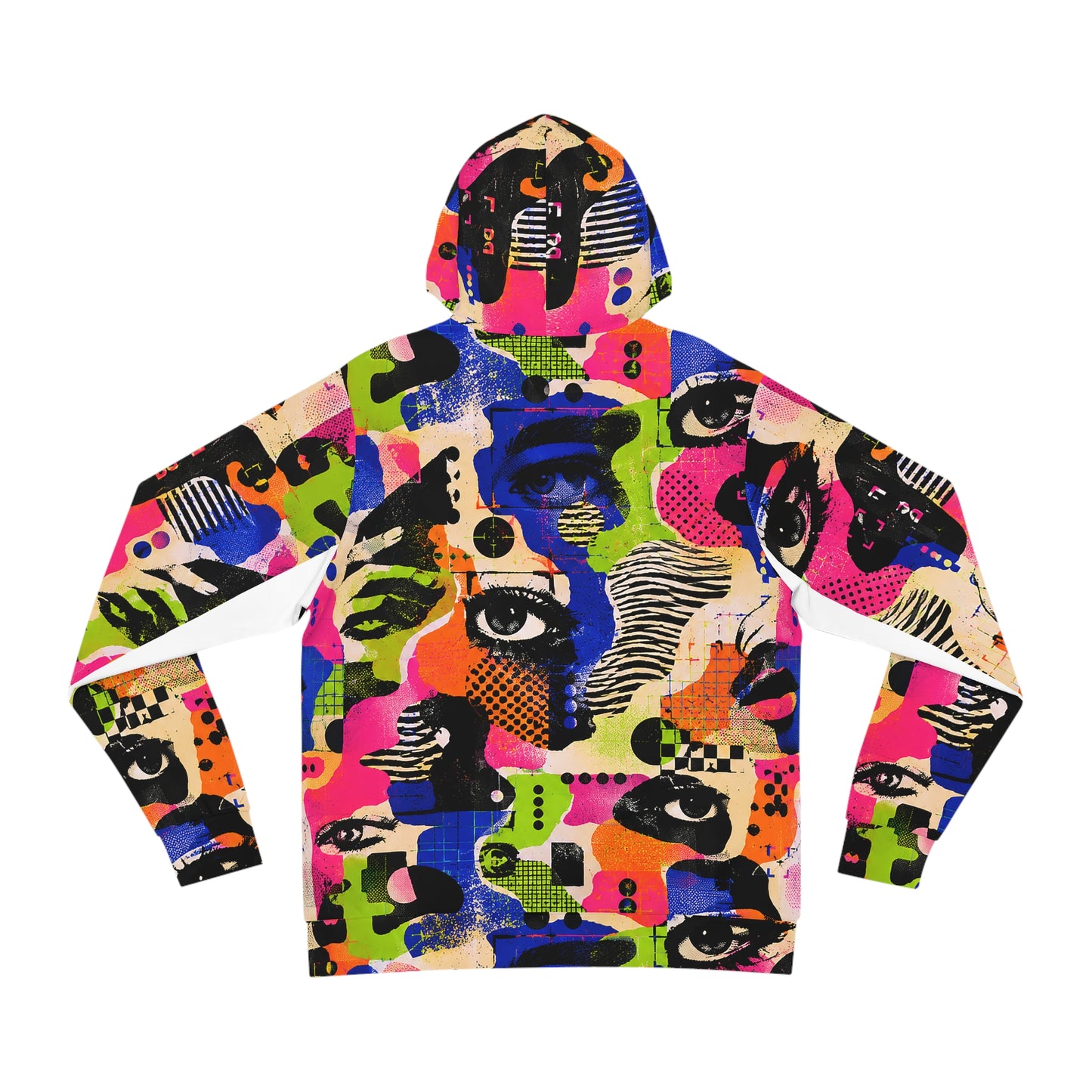 Back view of Signal Jammer adversarial clothing hoodie with bold all-over graphic print